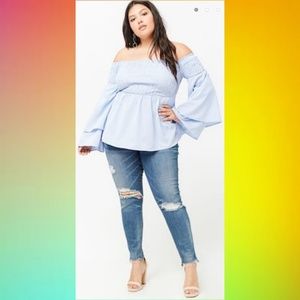 Forever21 Plus Size Striped Off the Shoulder Top